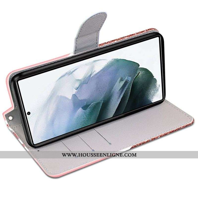 Housse Samsung Galaxy S22 Ultra 5G Triangle en Marbre et Paillettes