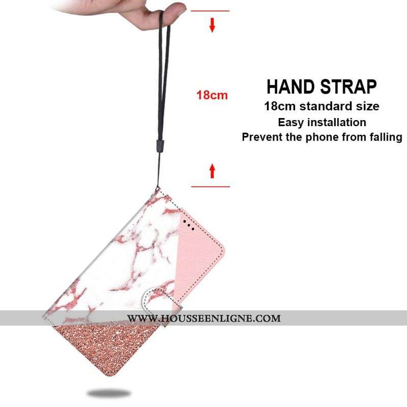 Housse Samsung Galaxy S22 Ultra 5G Triangle en Marbre et Paillettes