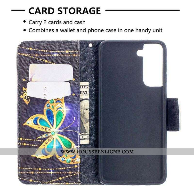 Housse Samsung Galaxy S221 5G Papillons Rois