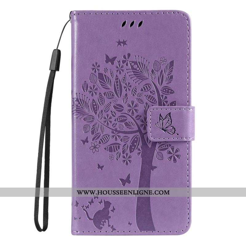 Housse Samsung Galaxy S23 5G Arbre au Chat avec Lanière