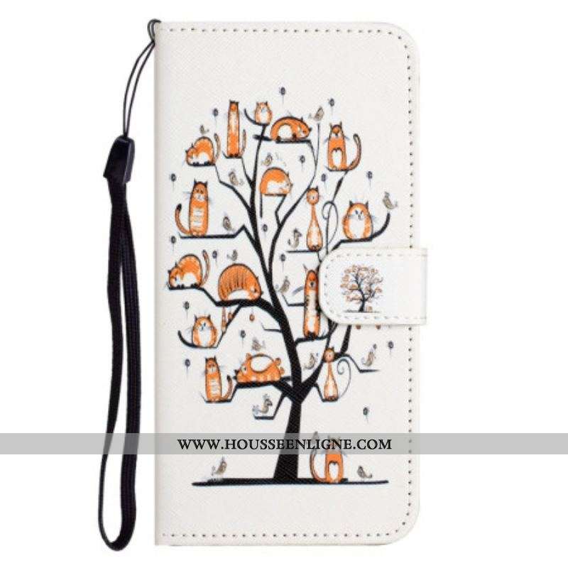 Housse Samsung Galaxy S23 5G Chats dans l'Arbre à Lanière