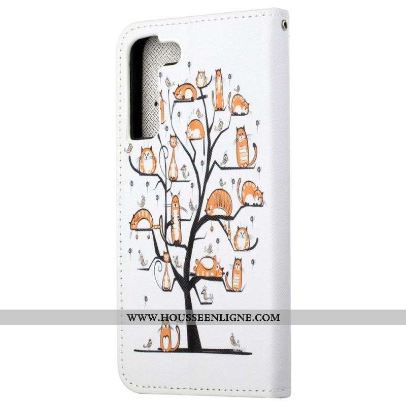 Housse Samsung Galaxy S23 5G Chats dans l'Arbre à Lanière