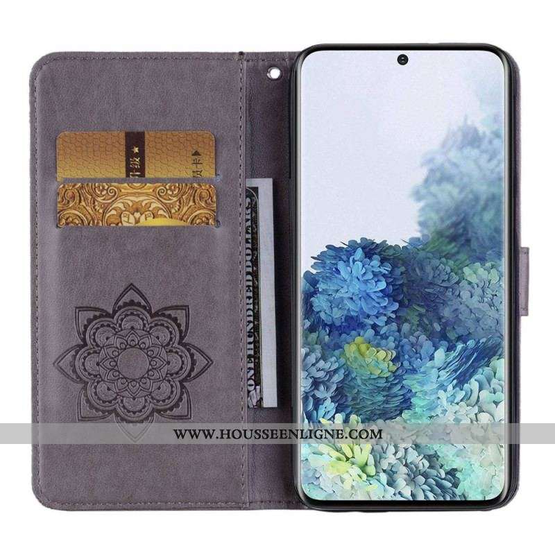 Housse Samsung Galaxy S23 5G Hibou Mandala et Lanière