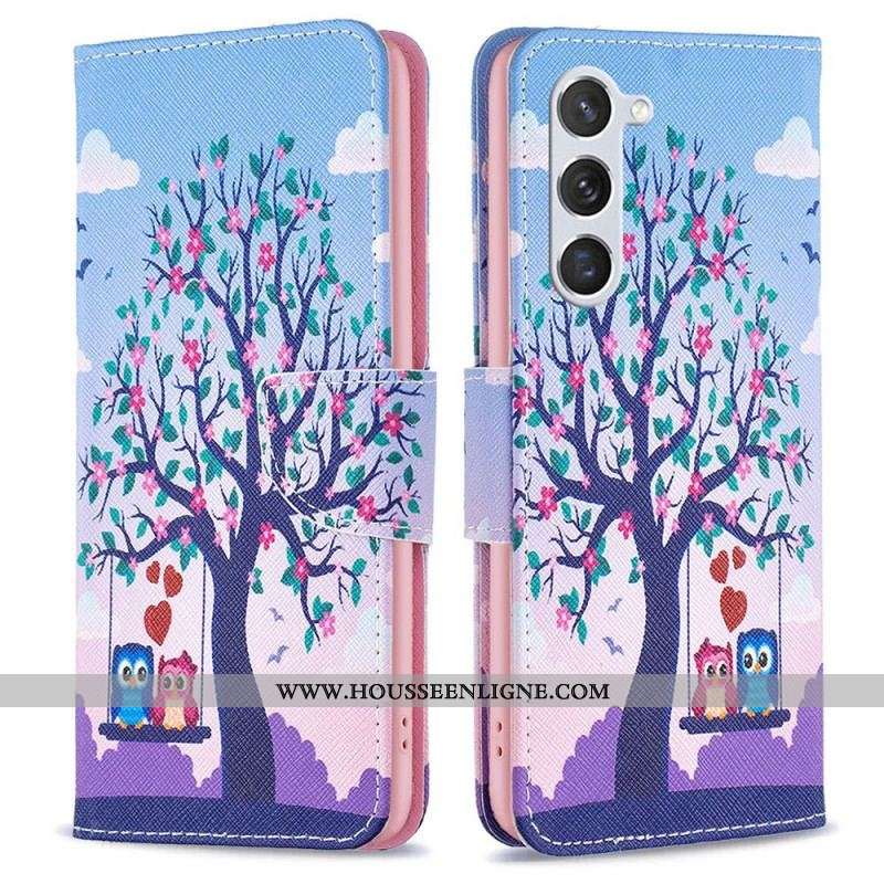 Housse Samsung Galaxy S23 5G Hiboux sur la Balançoire