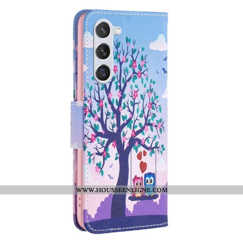 Housse Samsung Galaxy S23 5G Hiboux sur la Balançoire