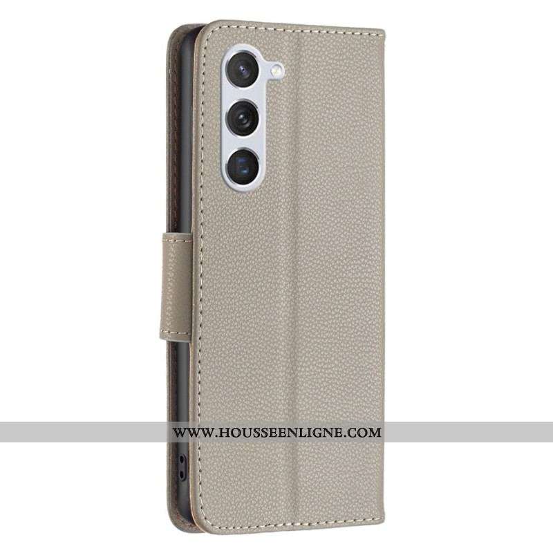 Housse Samsung Galaxy S23 5G Litchi Fermoir Oblique