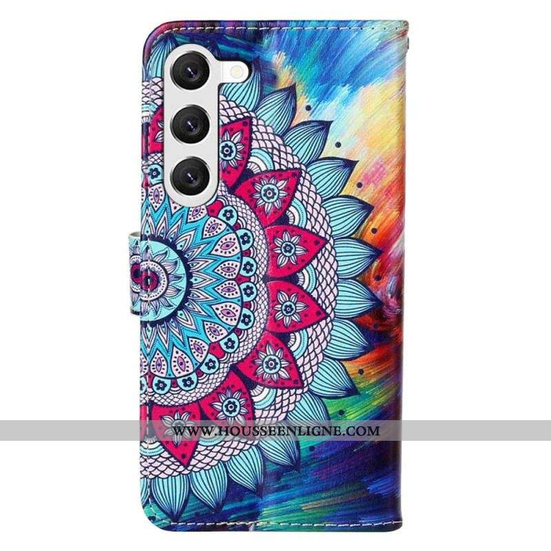 Housse Samsung Galaxy S23 5G Mandala Coloré à Lanière