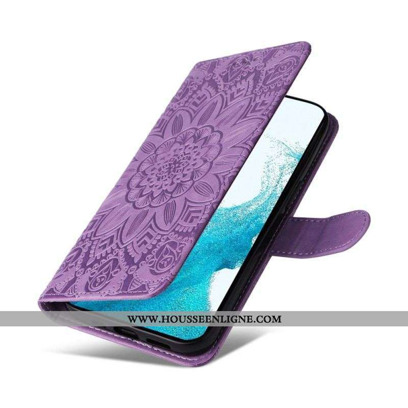 Housse Samsung Galaxy S23 5G Mandala Soleil avec Lanière