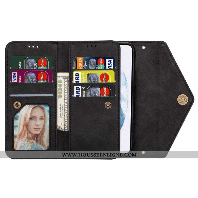 Housse Samsung Galaxy S23 5G Multi-Cartes avec Lanière et Bandoulière