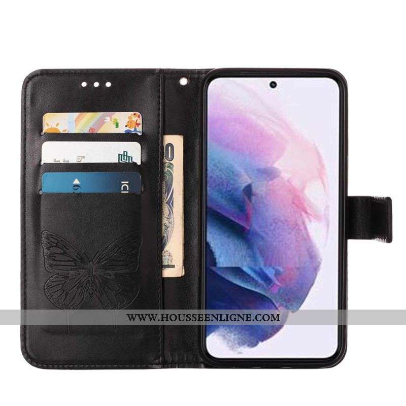 Housse Samsung Galaxy S23 5G Papillon Design avec Lanière