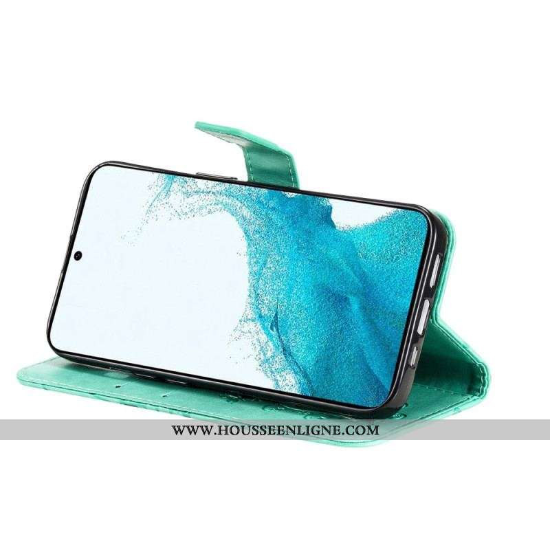 Housse Samsung Galaxy S23 5G Papillons Géants à Lanière