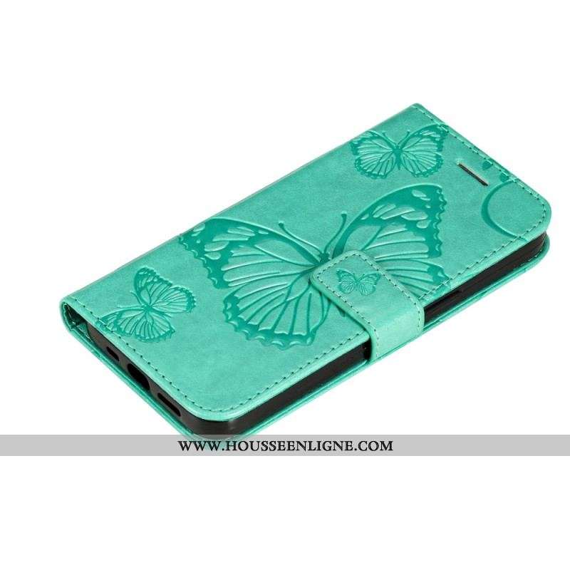 Housse Samsung Galaxy S23 5G Papillons Géants à Lanière