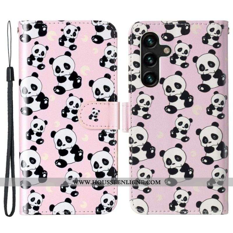 Housse Samsung Galaxy S23 5G Petits Pandas à Lanière