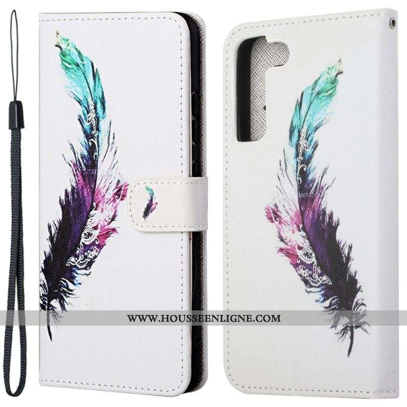 Housse Samsung Galaxy S23 5G Plume à Lanière