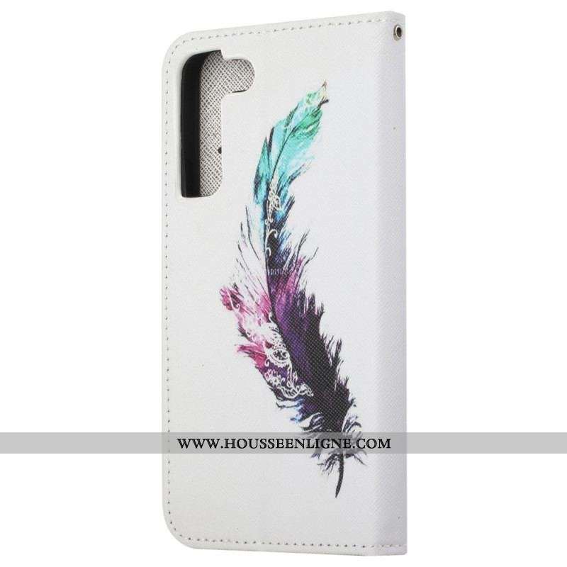 Housse Samsung Galaxy S23 5G Plume à Lanière