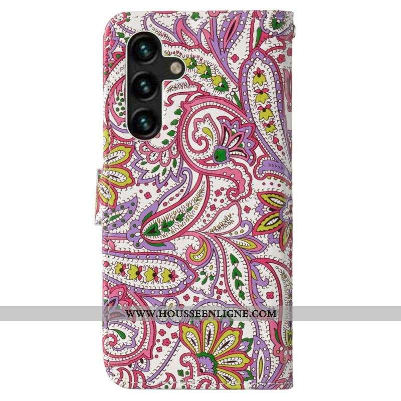 Housse Samsung Galaxy S23 5G Style Cachemire à Lanière