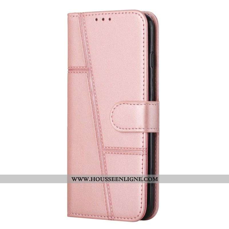 Housse Samsung Galaxy S23 5G Style Cuir Géométrique à Lanière