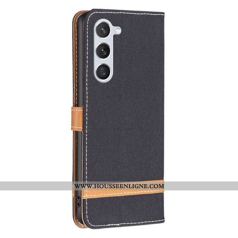 Housse Samsung Galaxy S23 5G Tissu et Effet Cuir à Lanière