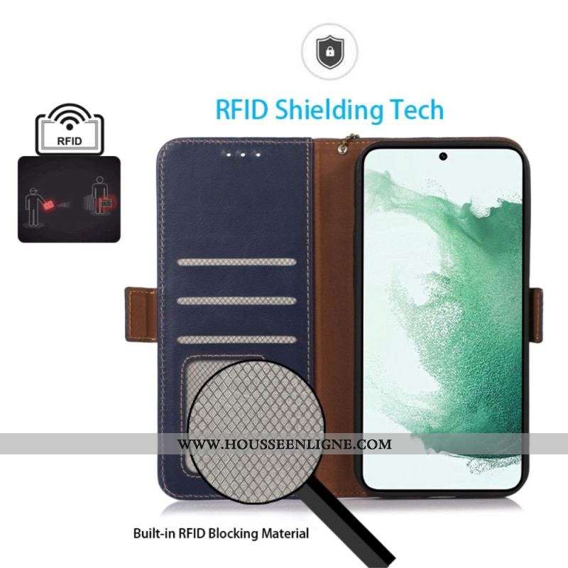 Housse Samsung Galaxy S23 5G Véritable Cuir Fonction RFID