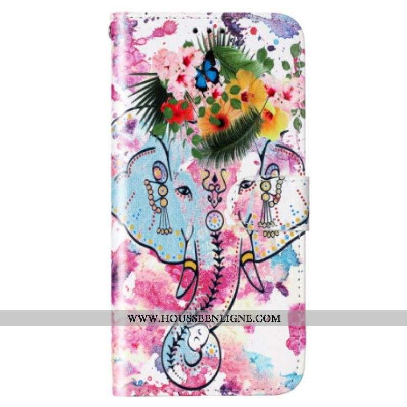 Housse Samsung Galaxy S23 5G Éléphant Tribal à Lanière