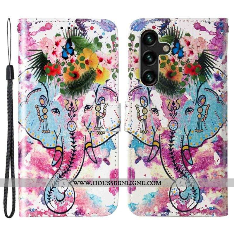 Housse Samsung Galaxy S23 5G Éléphant Tribal à Lanière