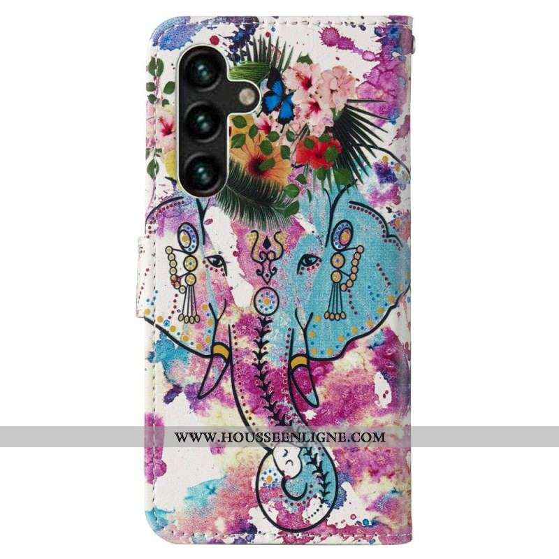 Housse Samsung Galaxy S23 5G Éléphant Tribal à Lanière