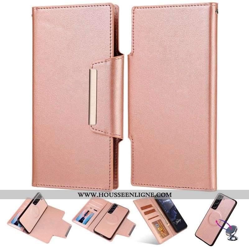 Housse Samsung Galaxy S23 Plus 5G Coque Détachable Fermoir Argenté