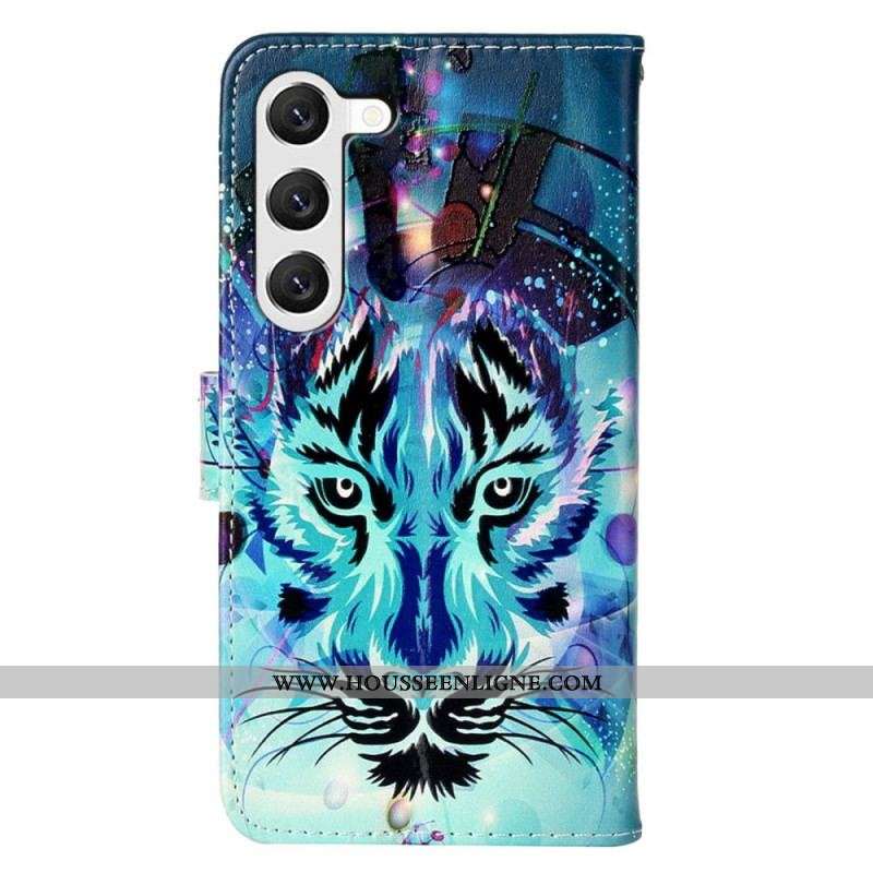 Housse Samsung Galaxy S23 Plus 5G Le Tigre avec Lanière
