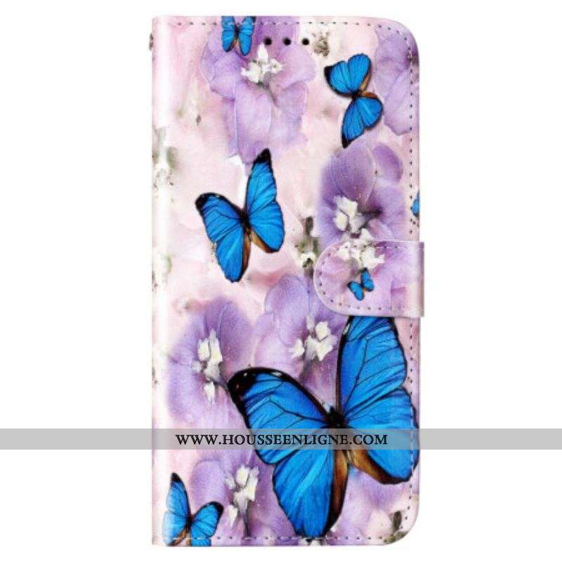 Housse Samsung Galaxy S23 Plus 5G Papillons Colorés à Lanière