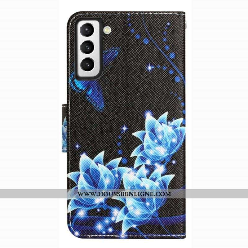 Housse Samsung Galaxy S23 Plus 5G Que des Papillons à Lanière