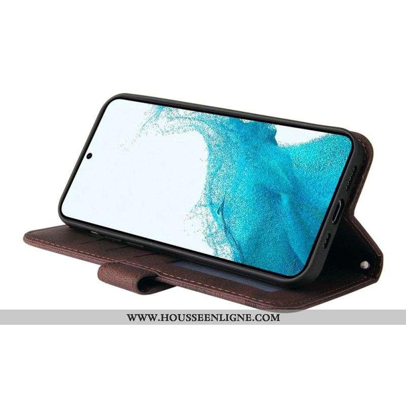 Housse Samsung Galaxy S23 Plus 5G Style Cuir avec Rivet Décoratif