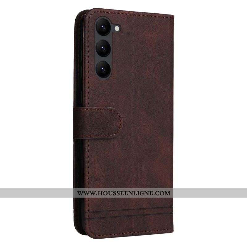 Housse Samsung Galaxy S23 Plus 5G Style Cuir avec Rivet Décoratif