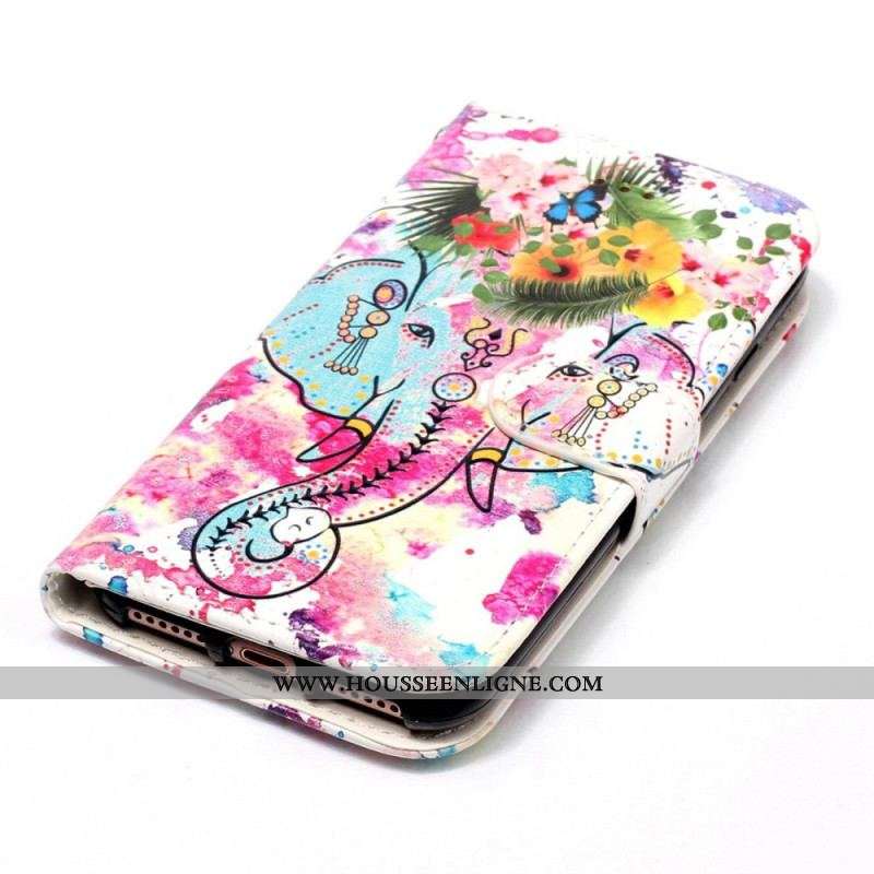 Housse Samsung Galaxy S23 Plus 5G Éléphant Tribal à Lanière