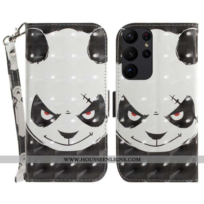 Housse Samsung Galaxy S23 Ultra 5G Angry Panda à Lanière