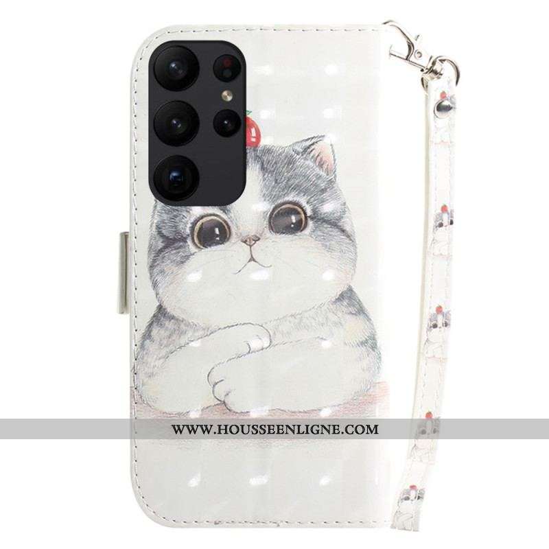 Housse Samsung Galaxy S23 Ultra 5G Chat Gris à Lanière