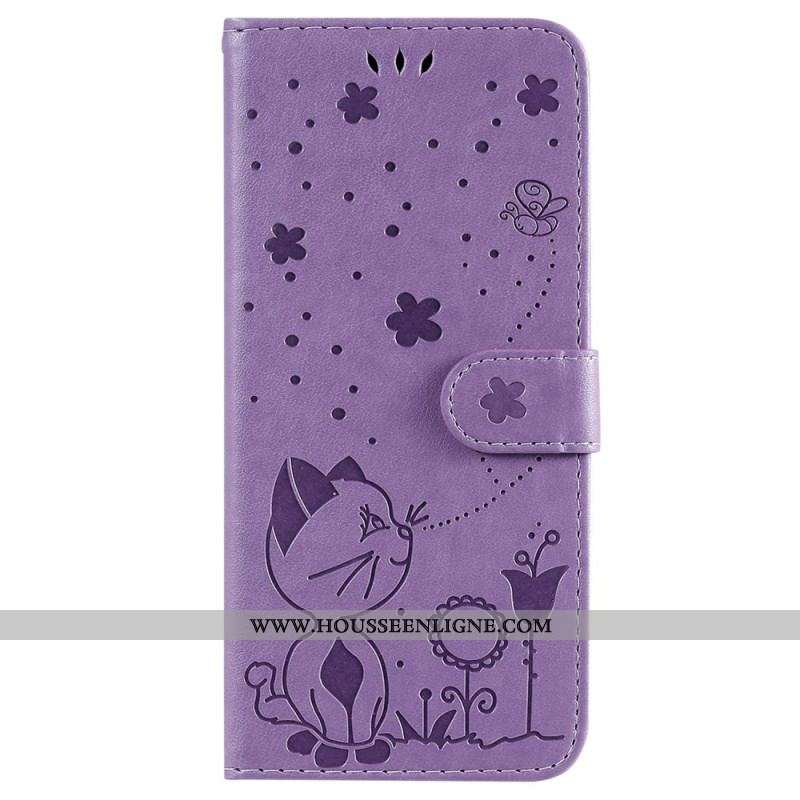 Housse Samsung Galaxy S23 Ultra 5G Chat et Abeilles à Lanière