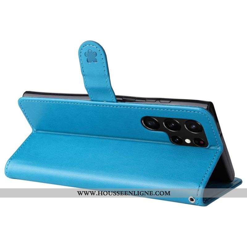 Housse Samsung Galaxy S23 Ultra 5G Chat et Abeilles à Lanière