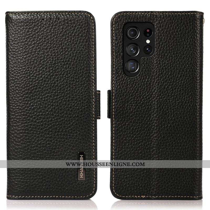 Housse Samsung Galaxy S23 Ultra 5G Cuir Litchi KHAZNEH RFID