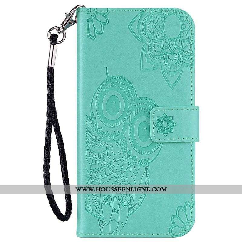 Housse Samsung Galaxy S23 Ultra 5G Hibou Mandala et Lanière