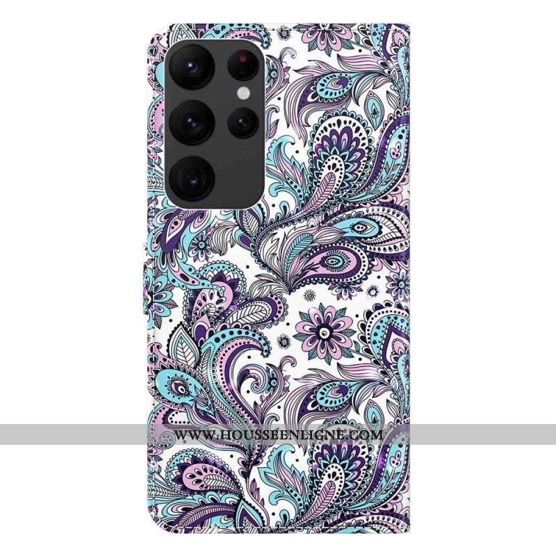 Housse Samsung Galaxy S23 Ultra 5G Motif Cachemire à Lanière