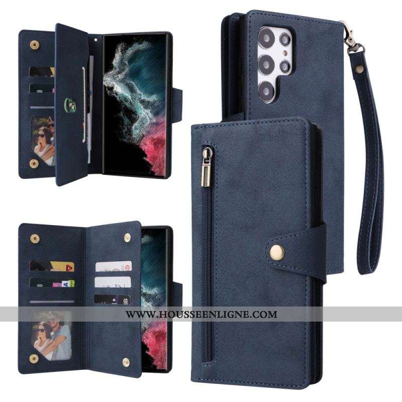 Housse Samsung Galaxy S23 Ultra 5G Multi-Cartes et Porte-Monnaie