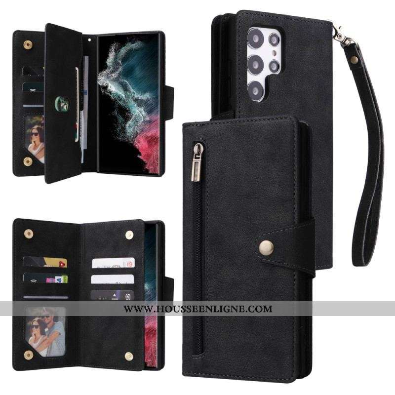 Housse Samsung Galaxy S23 Ultra 5G Multi-Cartes et Porte-Monnaie