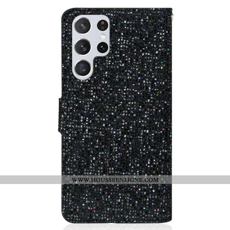 Housse Samsung Galaxy S23 Ultra 5G Paillettes à Lanière