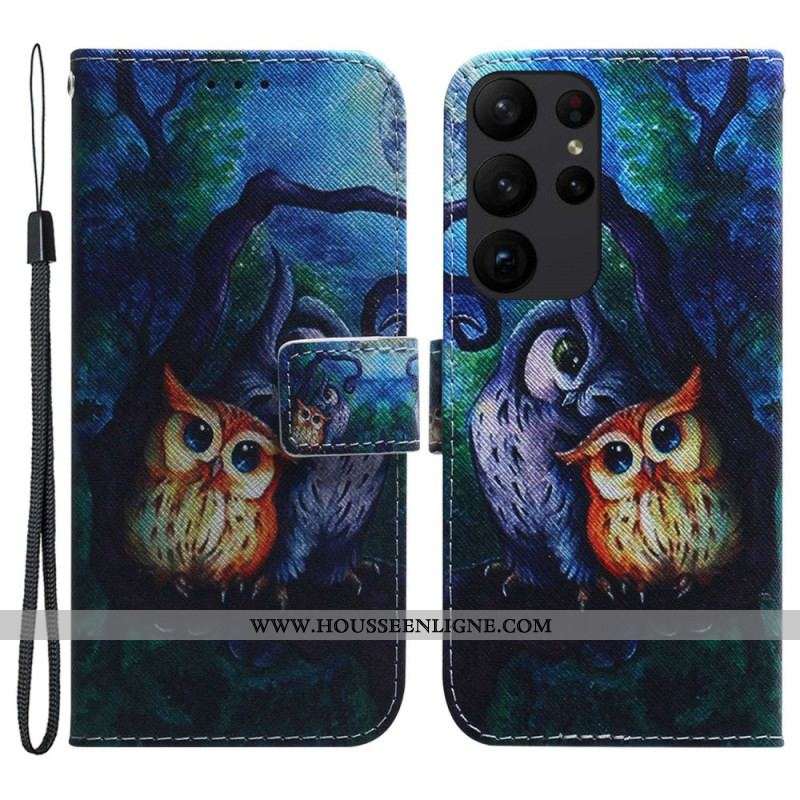 Housse Samsung Galaxy S23 Ultra 5G Peinture Hiboux