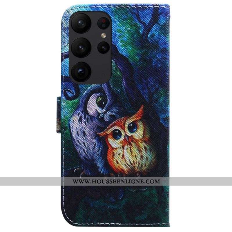 Housse Samsung Galaxy S23 Ultra 5G Peinture Hiboux