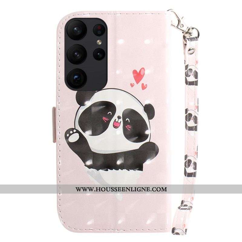 Housse Samsung Galaxy S23 Ultra 5G Petit Panda à Lanière