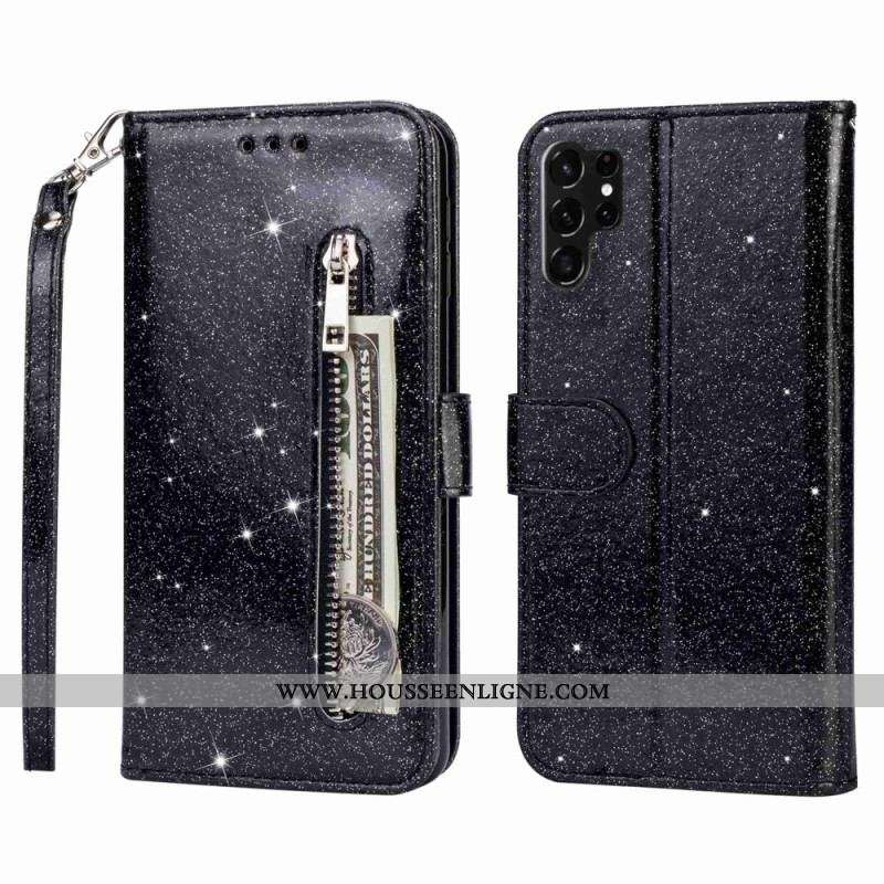 Housse Samsung Galaxy S23 Ultra 5G Porte-Monnaie Paillettes