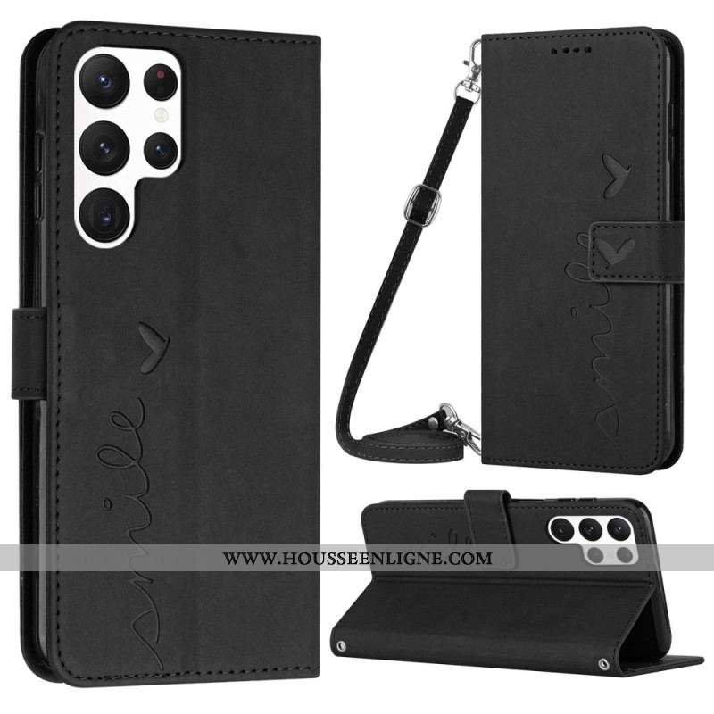 Housse Samsung Galaxy S23 Ultra 5G Smile avec Bandoulière