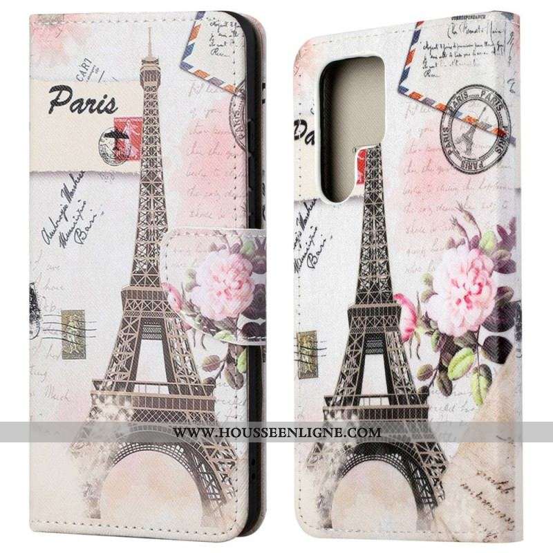 Housse Samsung Galaxy S23 Ultra 5G Tour Eiffel Vintage