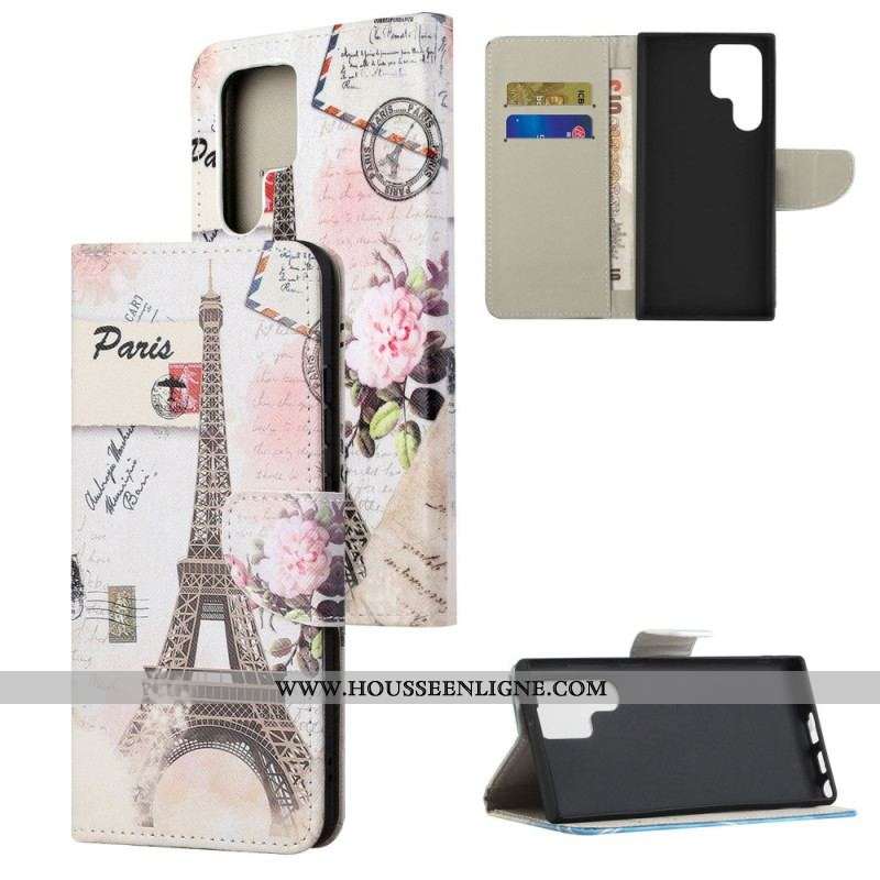 Housse Samsung Galaxy S23 Ultra 5G Tour Eiffel Vintage